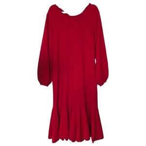 NWT J Crew Twist Knot Dress Women XXL Red Long Sleeve Merino Wool Blend Corpcore